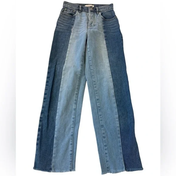 PacSun 90’s Colorblock Two-Tone High Rise Straight Leg Jeans - Picture 5 of 12